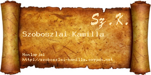 Szoboszlai Kamilla névjegykártya
